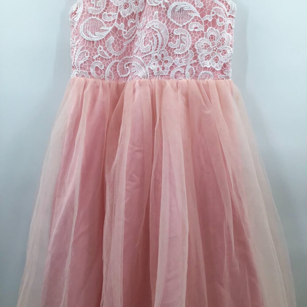 Pink Party Dress for a Princess! White Lace Tulle Ballgown Easter Flower Girl - Picture 5 of 15
